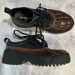 Jeffrey Campbell 9.5 Mallard Duck Women’s Black and Brown Platform Shoes